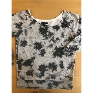 Rubber Doll Gray Tie Dye Sweatshirt w Metal Studs On Long Sleeves Size Small -
